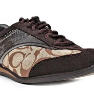 Coach Kodie Signature Sneaker A1390 Canvas/Patent Khaki/Brown Women's 9